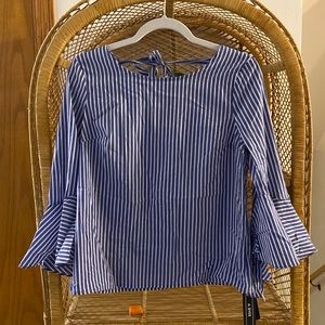 A. Byer Blue Oxford stripe Blouse